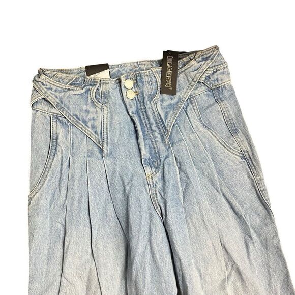 BLANK NYC Jeans WMNS 27 Blue Baggy Oversize Steal The Show Tapered Pleated Retro - Picture 14 of 15